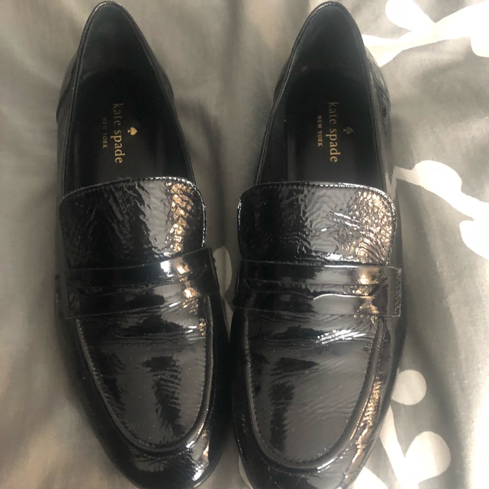 Kate Spade Black Patent Leather Penny Loafers